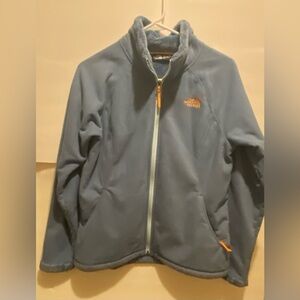The North Face Women's Blue Fleece Jacket with Orange Details size MM 💧💙